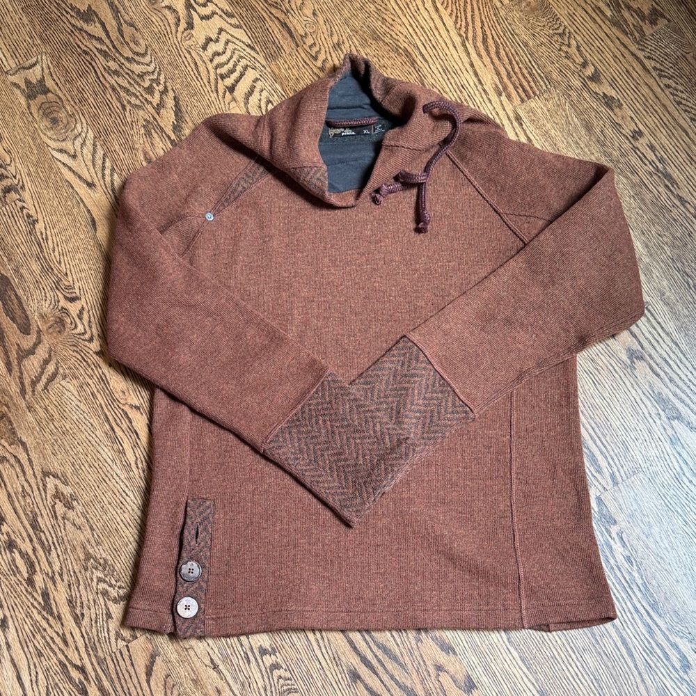 Prana Woman’s Cowl Neck Sweater in Rich Brown